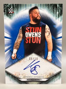 Kevin Owens Roster Autograph Blue Refractor 08/10 - 2021 Topps WWE