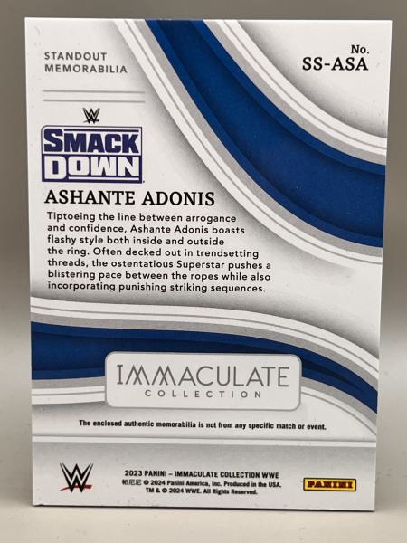 Ashante Adonis Standout Memorabilia Platinum Prizm 1/1- 2023 Panini Immaculate WWE