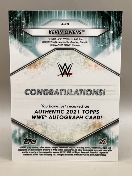 Kevin Owens Roster Autograph Blue Refractor 08/10 - 2021 Topps WWE