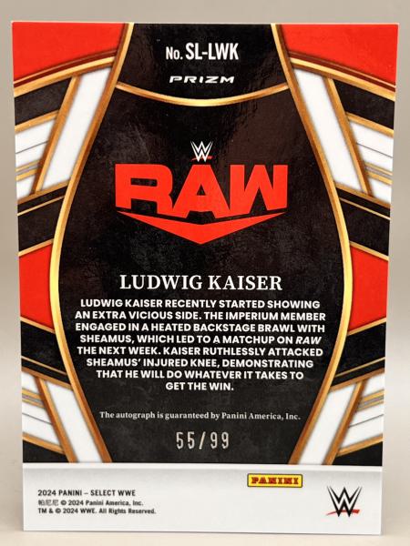 Ludwig Kaiser Base Autograph 55/99 - 2024 Panini Select WWE