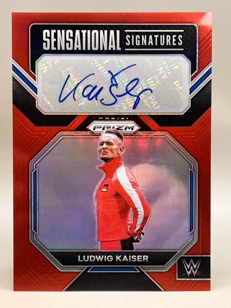 Ludwig Kaiser Sensational Signatures Red 47/99 - 2023 Panini Prizm WWE